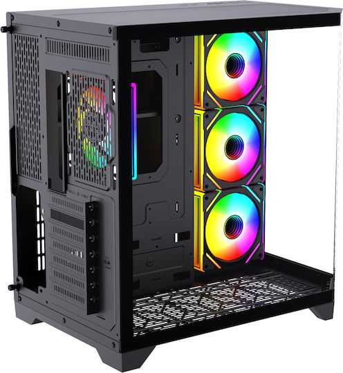 Monarch Gear Pandora Gaming Midi Tower Κουτί Υπολογιστή με Πλαϊνό Παράθυρο Μαύρο