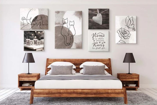 Decorațiune de Perete Casă Bej Câini Pisici Poze Set Dormitor 140x100