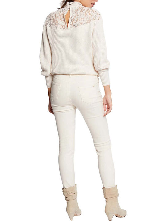 Women's Fabric Trousers Slim Fit Ecru