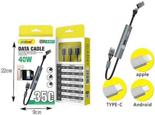 Andowl Q-sj11 Редовна USB към Lightning / Type-C / micro USB Кабел (Q-SJ11)