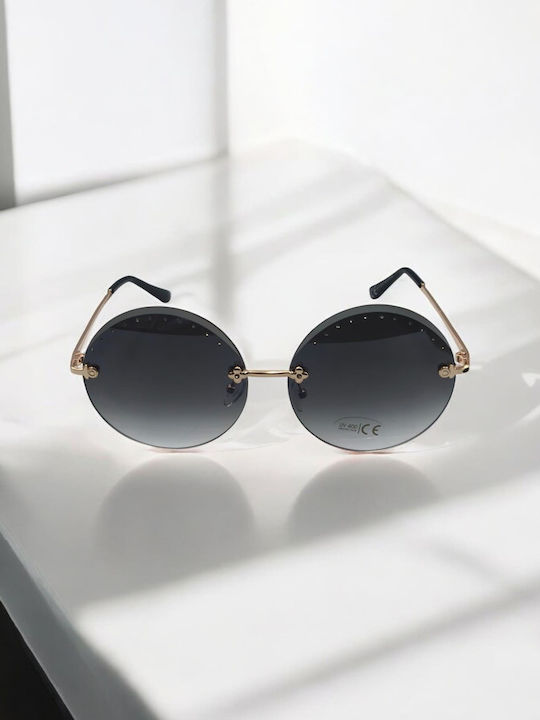 Dasoon Vision Unisex Sunglasses with Gold Metal Frame and Gray Lens