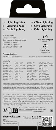 SBS USB-C zu Lightning Kabel Schwarz 1m