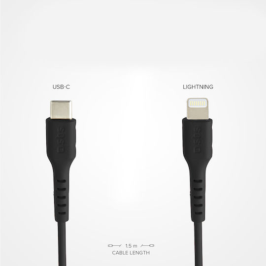 SBS USB-C zu Lightning Kabel Schwarz 1m