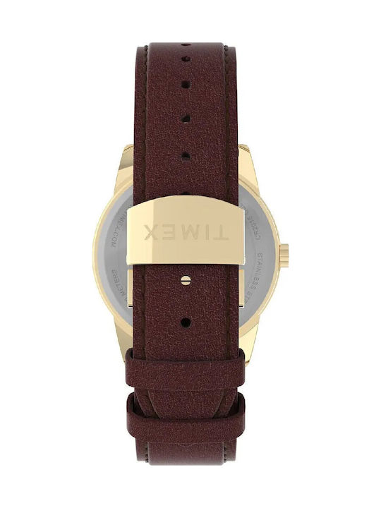 Timex Easy Reader Men's Watch Battery with Brown Leather Strap