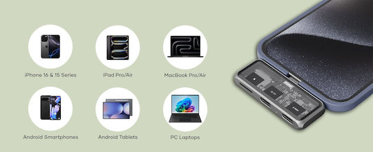 Αντάπτορας Satechi Mobile Xr Hub Microsd Reader Γυαλιά Ar Xr Type-c Male 1 X Type-c 100w 1 X Type-c 10gbps 4k@60hz 1 X Microsd Space Grey St-hxrsdm