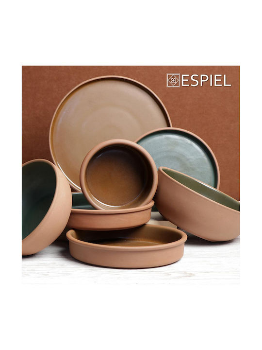 Espiel Servierschüssel Rund Keramik Grün mit Durchmesser 21cm