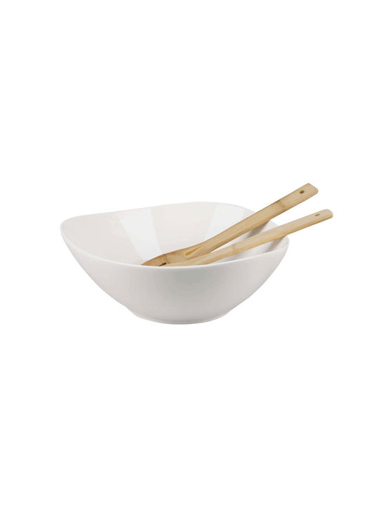 Cryspo Trio Porcelain Salad Bowl White 28.4x11x11cm 3pcs