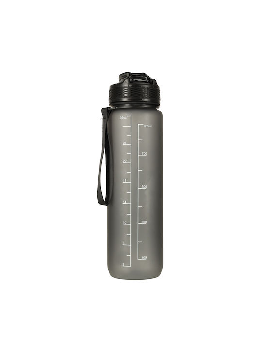 ikonka Bottle Water Glass with Screw Cap Black 1000ml