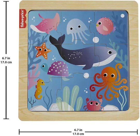 Wooden Kids Puzzle Sea Animals 9pcs Fisher Price