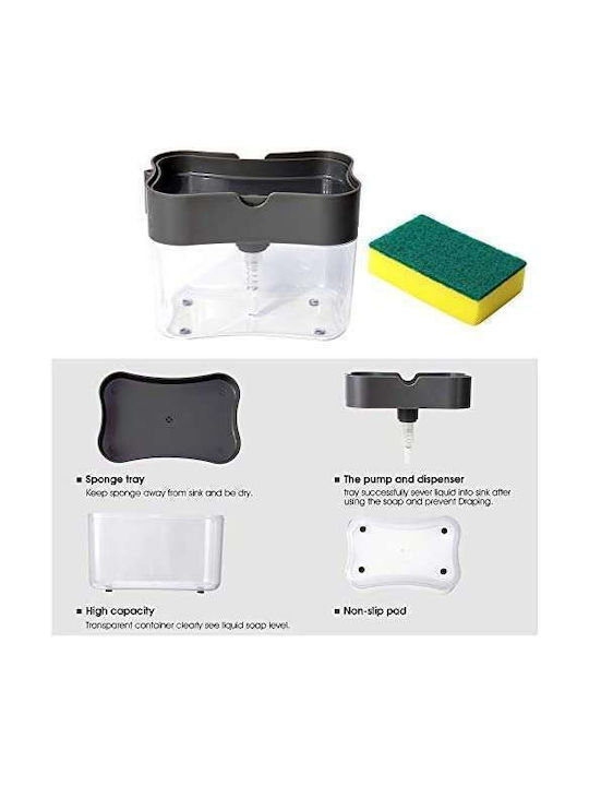 Caddy Επιτραπέζιο Dispenser για την Κουζίνα Πλαστικό με Θήκη για Σφουγγάρι Διάφανο