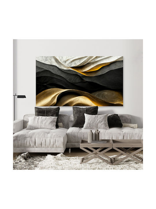Canvas Painting Abstract Design Gold Black Knv2553 80cm X 120cm