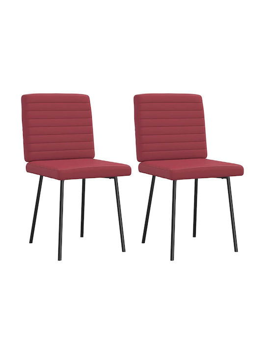 Dining Room Artificial Leather Chair Bordeaux, Red 45x54x83cm 2pcs