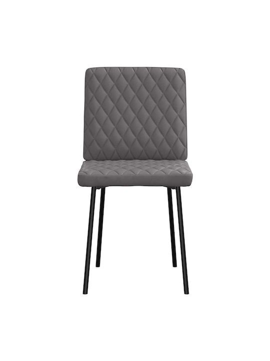 Dining Room Artificial Leather Chair Grey 45x54x83cm 2pcs