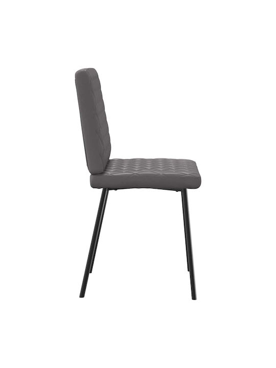 Dining Room Artificial Leather Chair Grey 45x54x83cm 2pcs