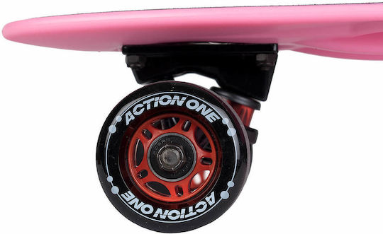 Action One Komplettes Penny Board Pro Serie 56 x 15 cm Breite Räder Pink