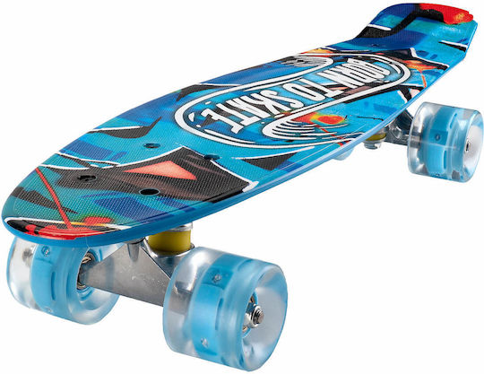 Action One Complete Penny Board Born To Skate 56 X 15 Cm Led Wheels