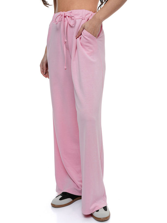 Damen Stoff Hose mit Gummizug Rosa
