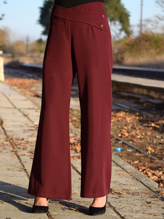 Women's High Waist Burgundy Pantaloons