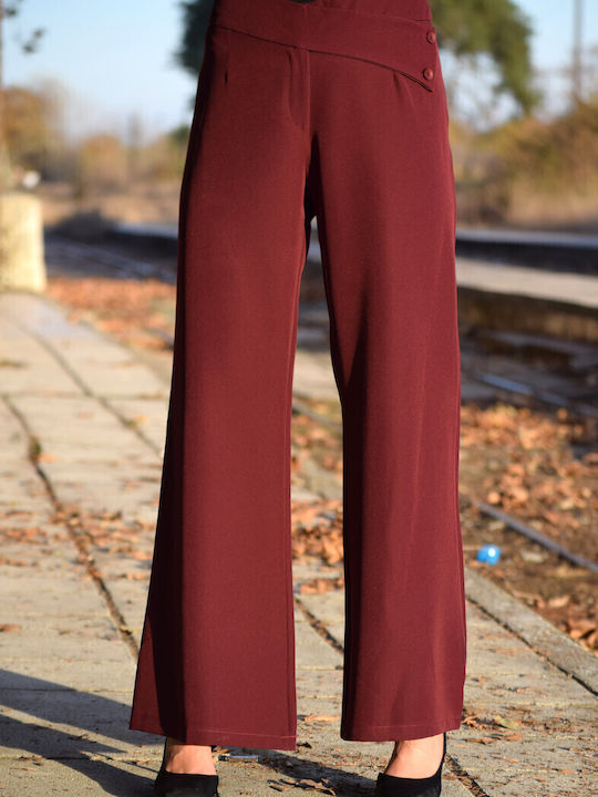 Women's High Waist Burgundy Pantaloons