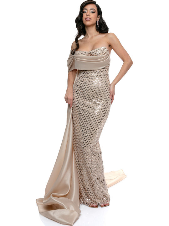 Maxi Abendkleid mit Tränen Gold