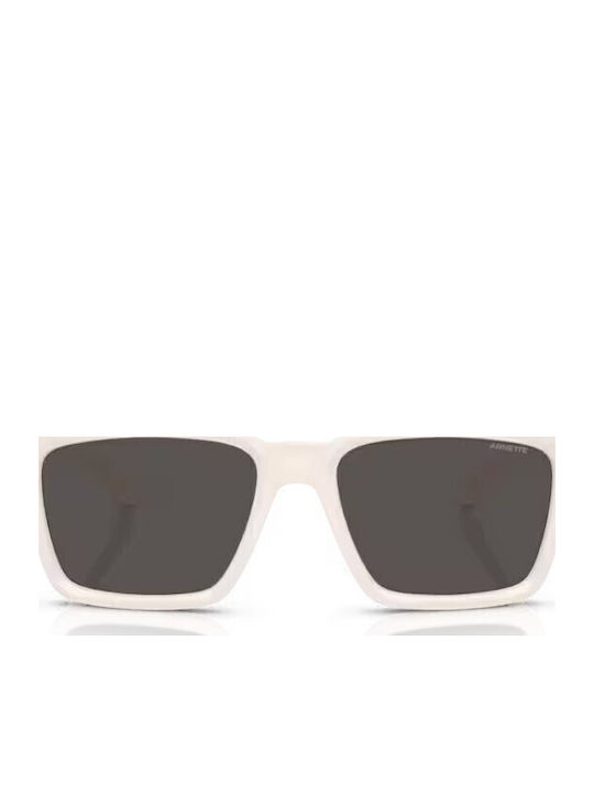 Women's Sunglasses with White Plastic Frame and Gray Lens
