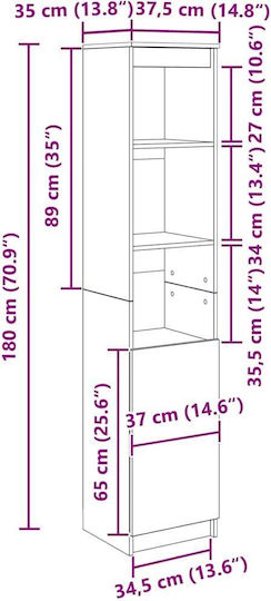 Βιβλιοθήκη Καφέ 37.5x35x180εκ.