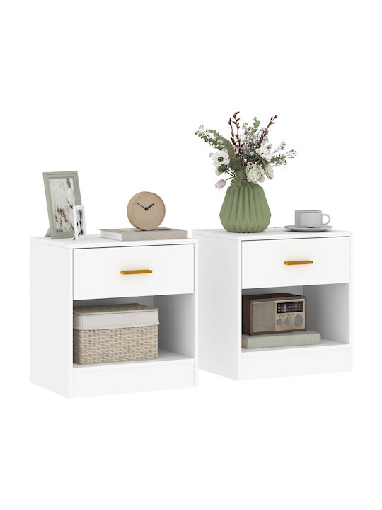 Bedside Tables Wooden White 2 Pieces 39x28x41cm