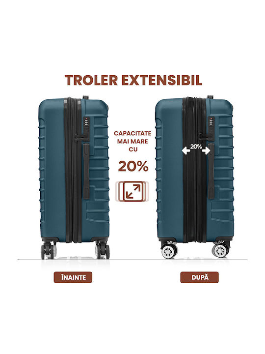 Quasar Line Reisekoffer Hartschalen Petrol Blue mit 4 Räder Set 3Stück