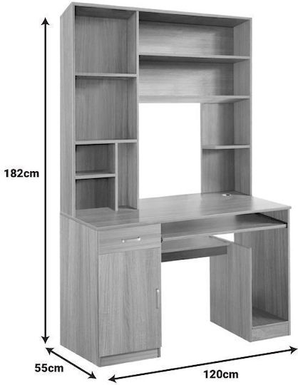 Γραφείο Υπολογιστή Novelty με Βιβλιοθήκη 120x55x182εκ. Sonoma