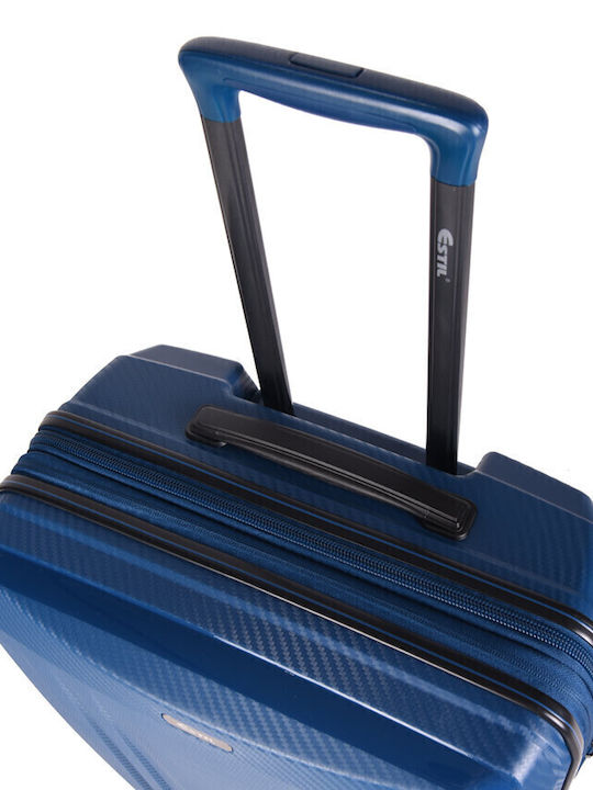 Estil Βαλίτσα Ταξιδίου Καμπίνας Σκληρή Hard Blue με 4 Ρόδες Ύψους 55εκ.