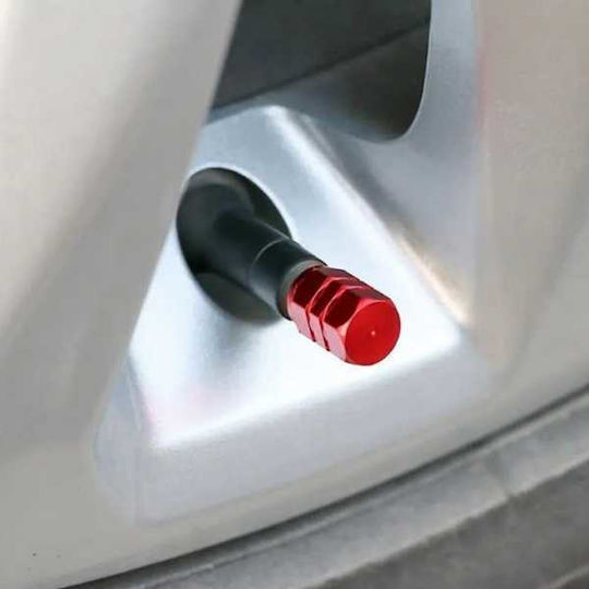 Set 12 Hexagonal Valve Caps Car Aluminum Alloy Length 1.8 Cm Red