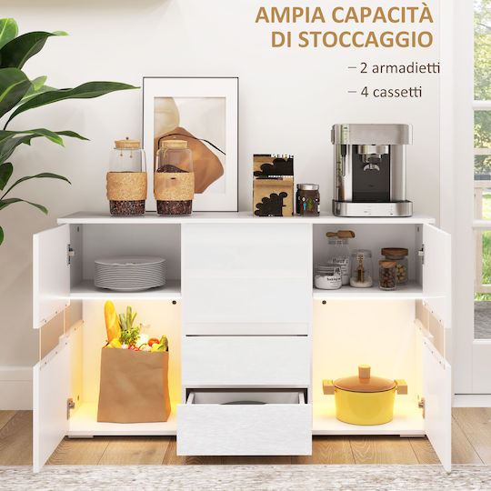 Μπουφές Ξύλινος με Συρτάρια Λευκό 120x34x70cm