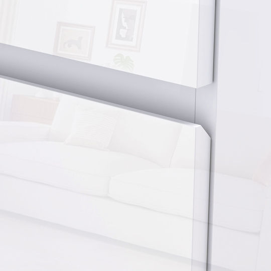 Wooden Chest of Drawers with 5 Drawers White Glossy 55x33x100cm