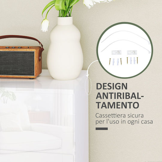 Συρταριέρα Κρεβατοκάμαρας Ξύλινη με 4 συρτάρια Λευκό Γυαλιστερό 55x33x80εκ.