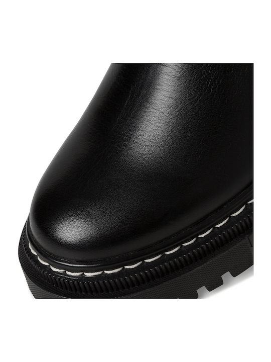 Leder Damen Chelsea Stiefeletten Schwarz