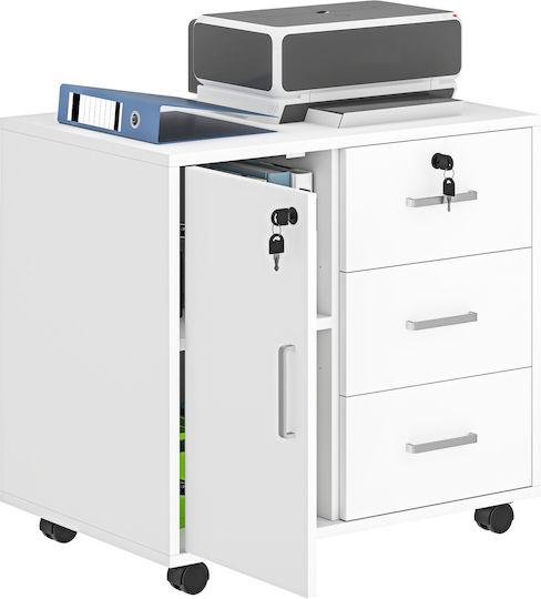 Kabinett Büro mit Schloss White 60x40x56cm