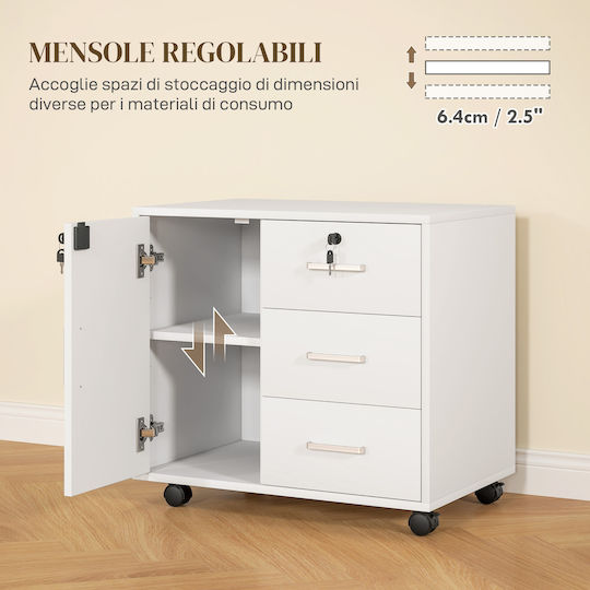 Kabinett Büro mit Schloss White 60x40x56cm