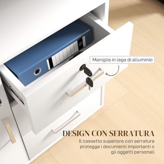 Kabinett Büro mit Schloss White 60x40x56cm