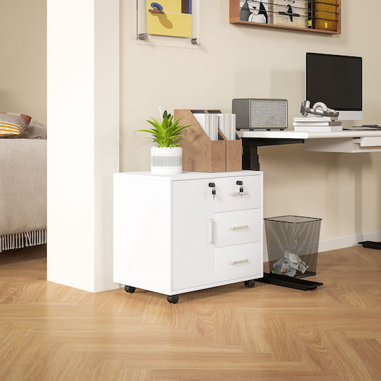 Kabinett Büro mit Schloss White 60x40x56cm