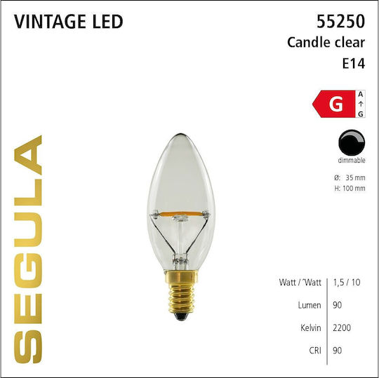 Segula Λάμπα LED 1.5W για Ντουί E14 Θερμό Λευκό 90lm Dimmable