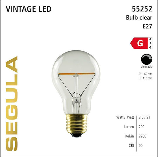 Segula LED Bulb 2.5W for Socket E27 Warm White 200lm