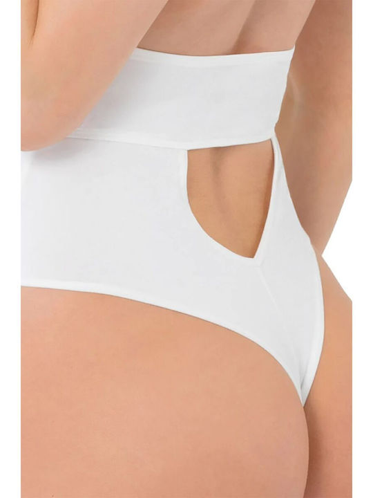Pink Lipstick Lingerie Take The Plunge Sexy Bodysuit Weiß