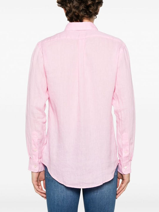 Langärmlig Leinen Hemd Rosa