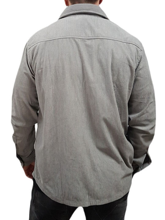 Μακρυμάνικo Κοτλέ Overshirt σε Κανονική Γραμμή Grey