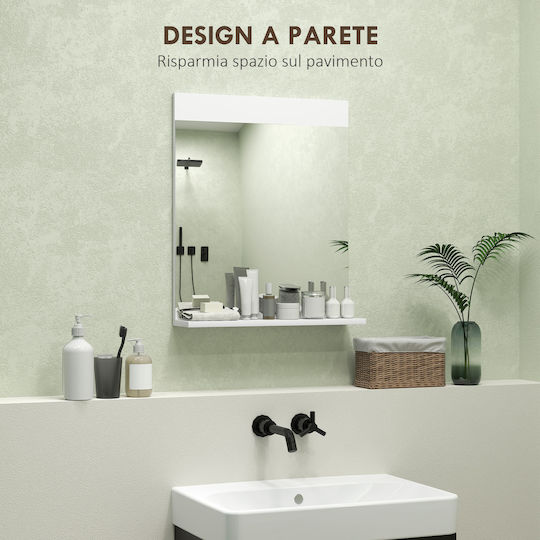 HomCom Badezimmerspiegel aus MDF mit Regal 50x12cm Weiß