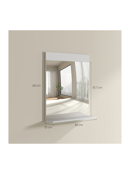 HomCom Badezimmerspiegel aus MDF mit Regal 50x12cm Weiß