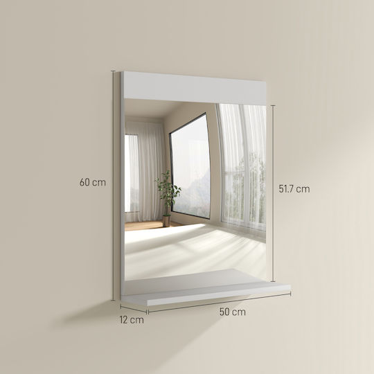 HomCom Badezimmerspiegel aus MDF mit Regal 50x12cm Weiß