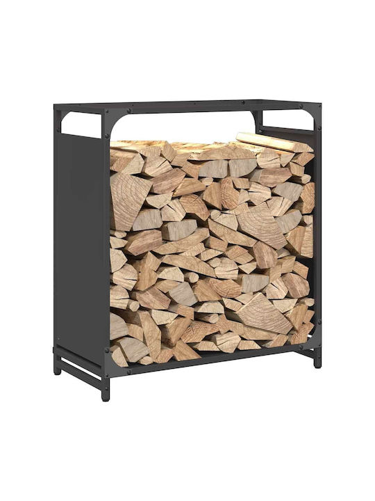 vidaXL Lemn Raft Depozitare lemne 60x28x65cm Negru