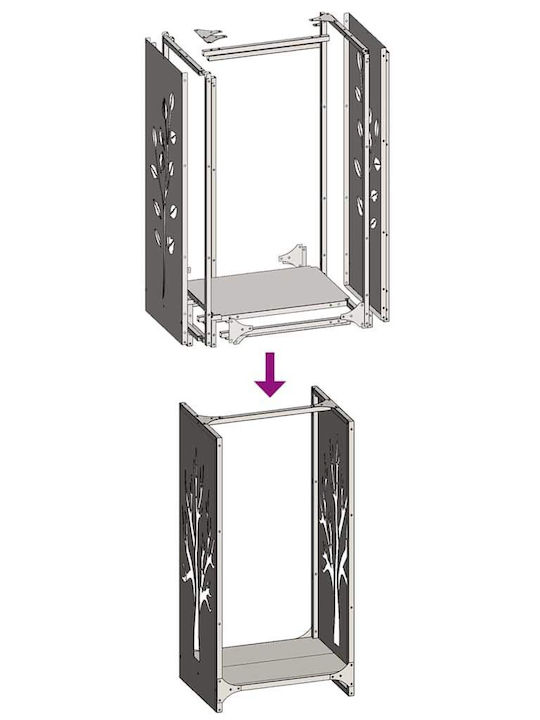 vidaXL Inox Shelf Wood Storage 40x30x80cm Silver