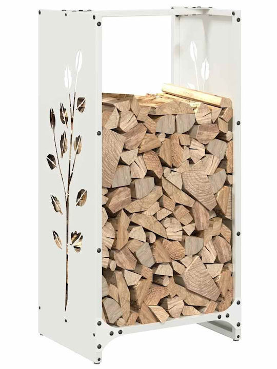 vidaXL Дърво Рафт Съхранение на Дърва 40x30x80см Бял